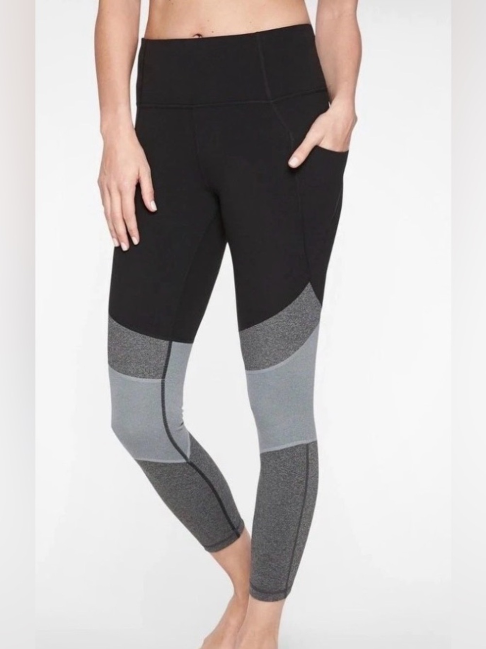 Athleta salutation Colorblock Leggings - Black & Gray